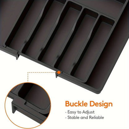 Cutlery Drawer Organizer Expandable Multiple Compartments Plastic