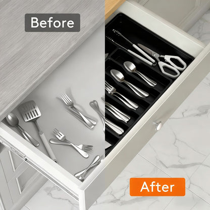Cutlery Drawer Organizer Expandable Multiple Compartments Plastic