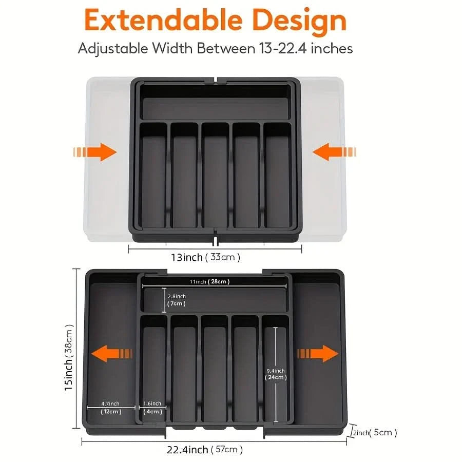 Cutlery Drawer Organizer Expandable Multiple Compartments Plastic