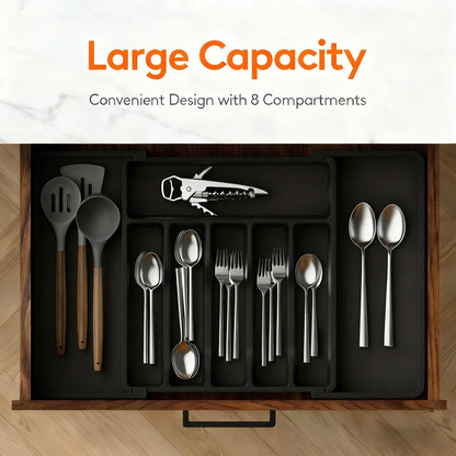 Cutlery Drawer Organizer Expandable Multiple Compartments Plastic