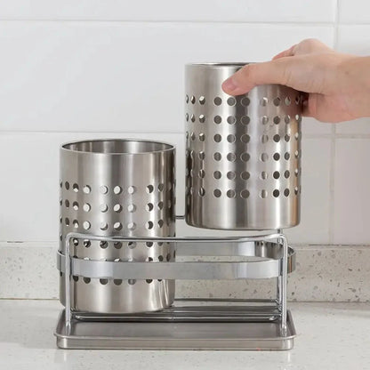Cutlery Organizer Stainless Steel Drain Tray