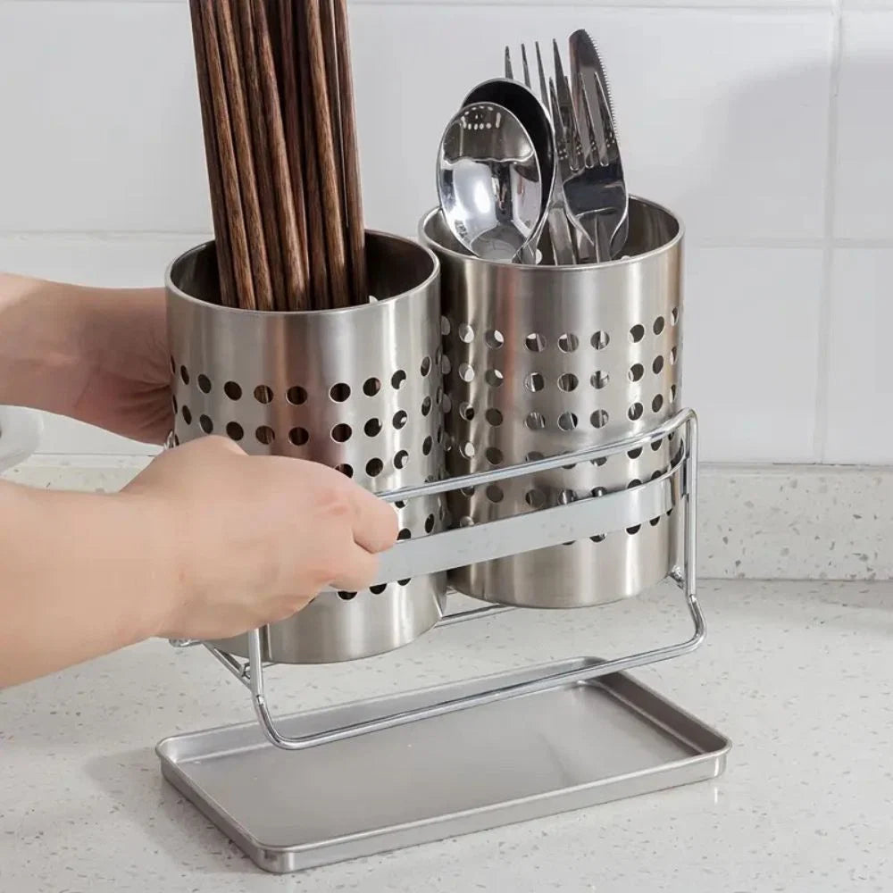 Cutlery Organizer Stainless Steel Drain Tray