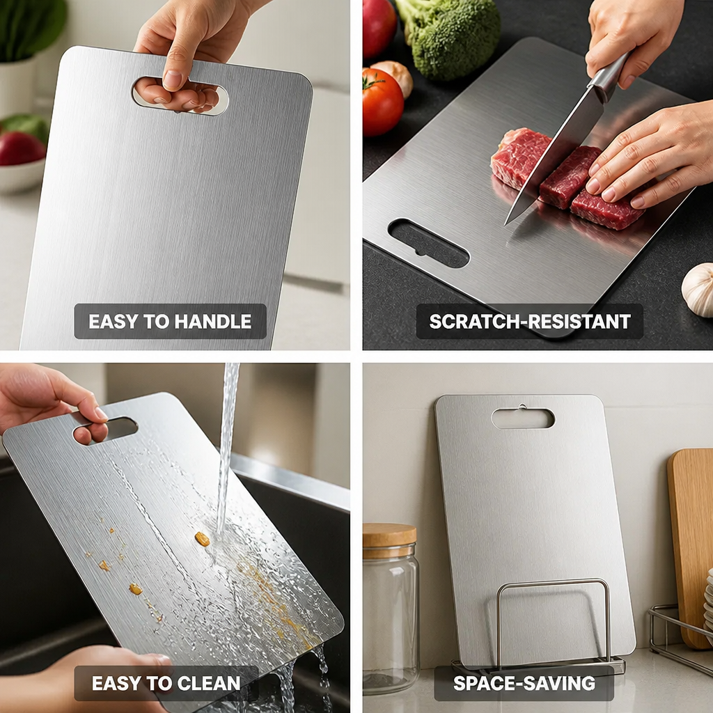 Cutting Board 304 Food-Grade Stainless Steel Scratch-Resistant