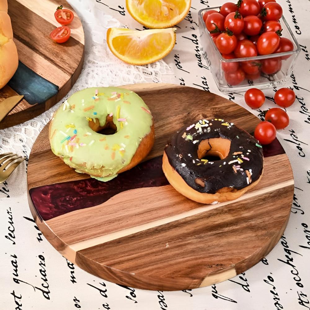 Cutting Board Acacia Wood Epoxy Resin Wave