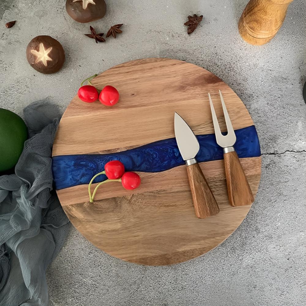 Cutting Board Acacia Wood Epoxy Resin Wave