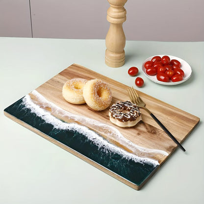 Cutting Board Acacia Wood & Ocean Wave Resin