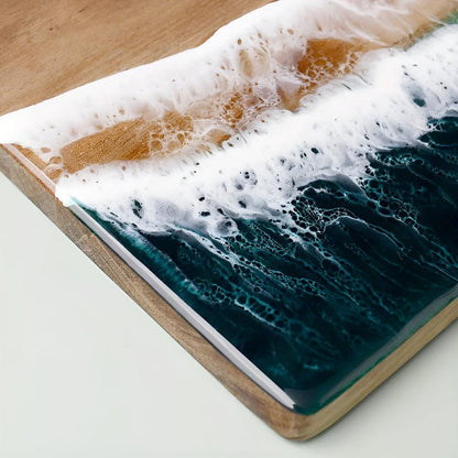 Cutting Board Acacia Wood & Ocean Wave Resin