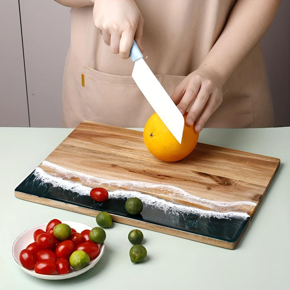 Cutting Board Acacia Wood & Ocean Wave Resin