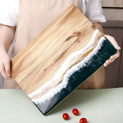 Cutting Board Acacia Wood & Ocean Wave Resin