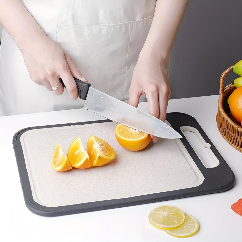 Cutting Board Reversible Stainless Steel Built-In Garlic Grinder