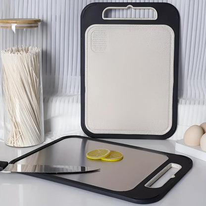 Cutting Board Reversible Stainless Steel Built-In Garlic Grinder