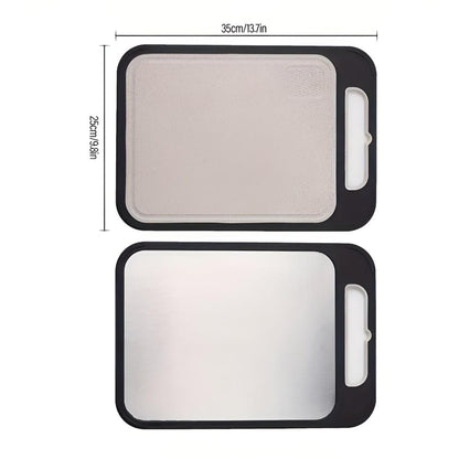 Cutting Board Reversible Stainless Steel Built-In Garlic Grinder