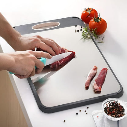 Cutting Board Reversible Stainless Steel Built-In Garlic Grinder