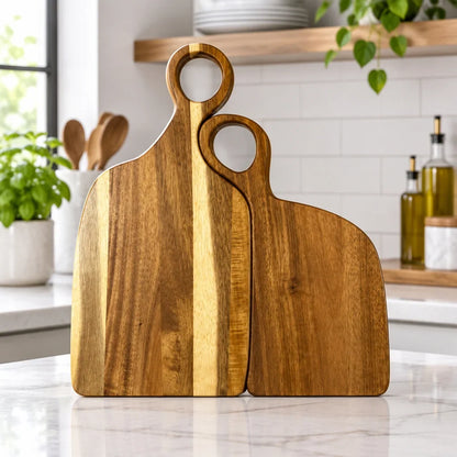 Cutting Board Set Walnut Reversible Knife-Friendly 2-Piece