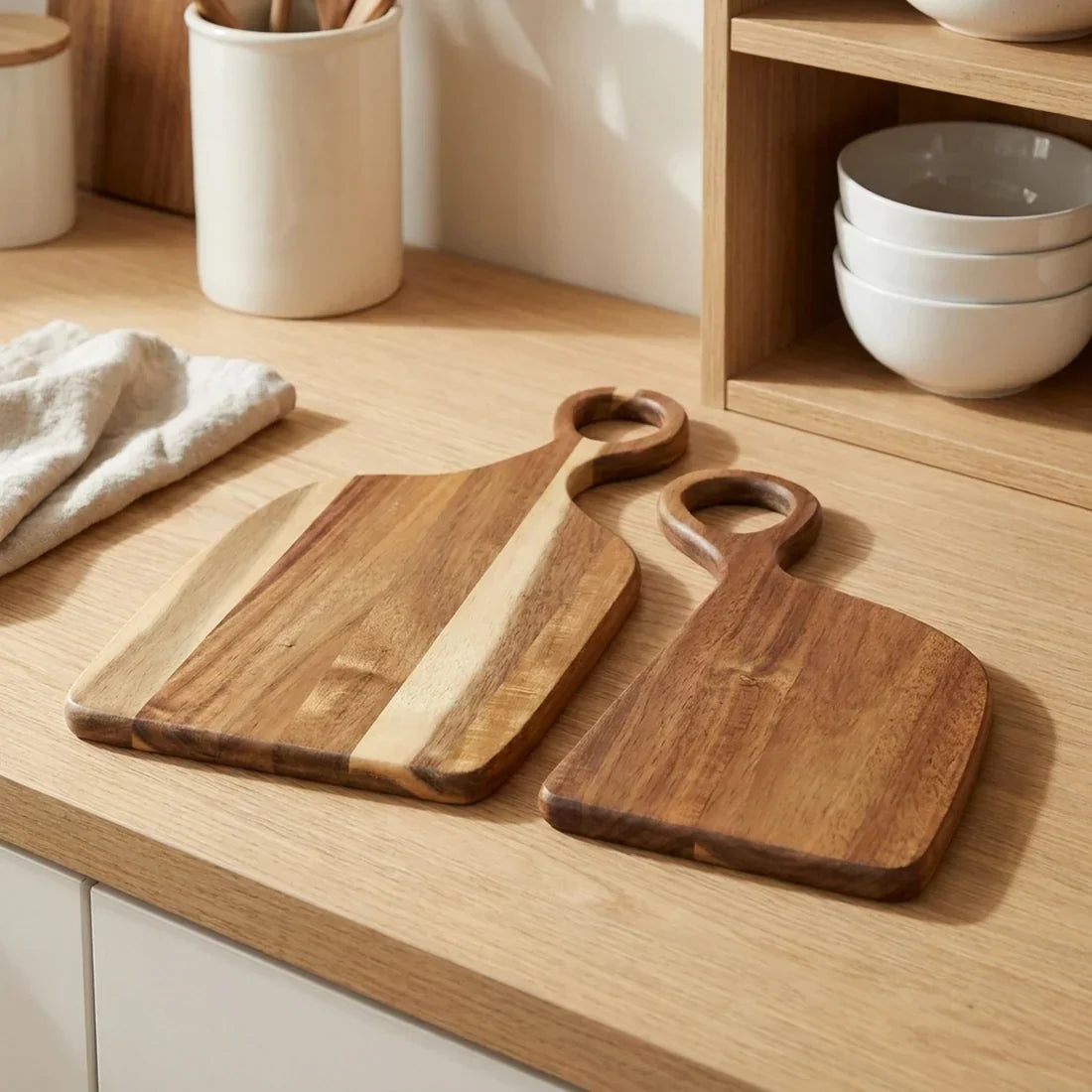 Cutting Board Set Walnut Reversible Knife-Friendly 2-Piece