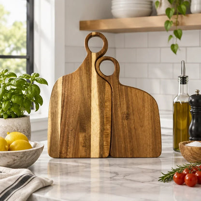 Cutting Board Set Walnut Reversible Knife-Friendly 2-Piece