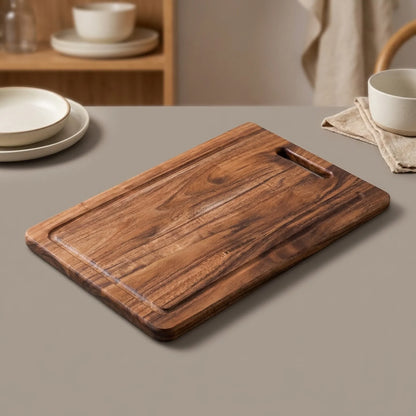 Cutting Board Solid Acacia Wood Integrated Handle & Hanging Hole