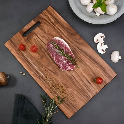 Cutting Board Solid Acacia Wood Integrated Handle & Hanging Hole