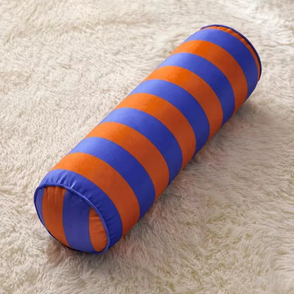 Cylindrical Cushion Candy Stripe Microfiber Cover Machine Washable
