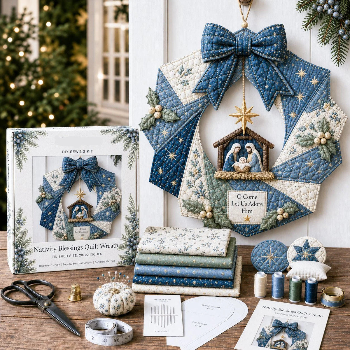 DIY Fabric Wreath Kit Christmas Holiday Craft Materials Included