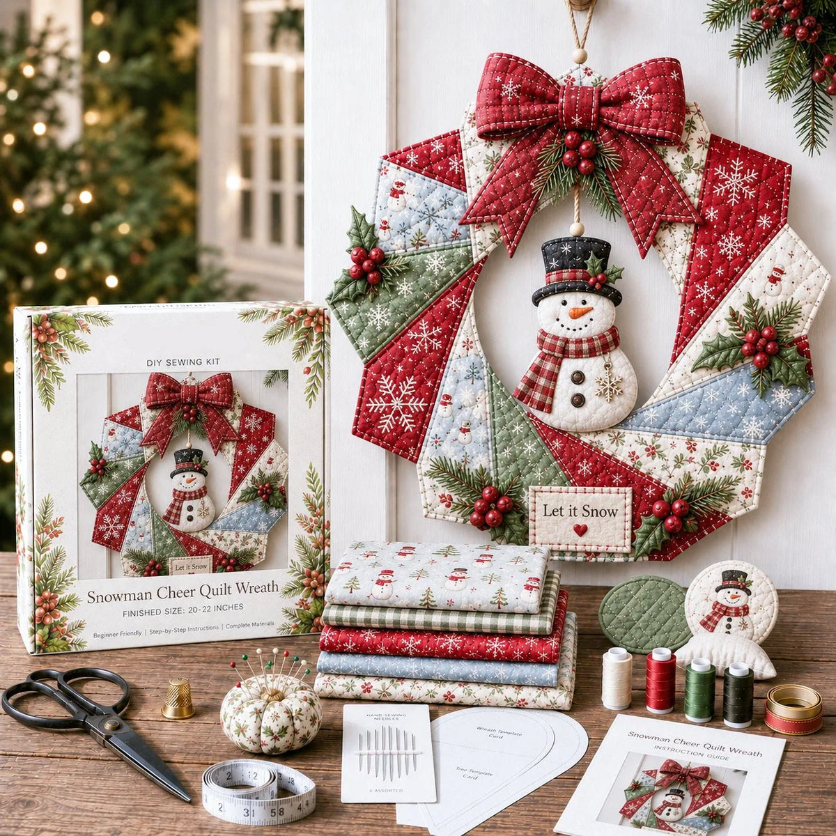 DIY Fabric Wreath Kit Christmas Holiday Craft Materials Included