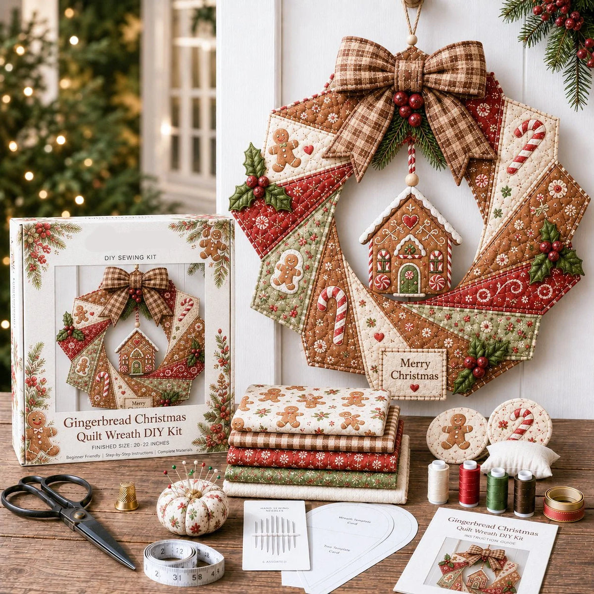 DIY Fabric Wreath Kit Christmas Holiday Craft Materials Included