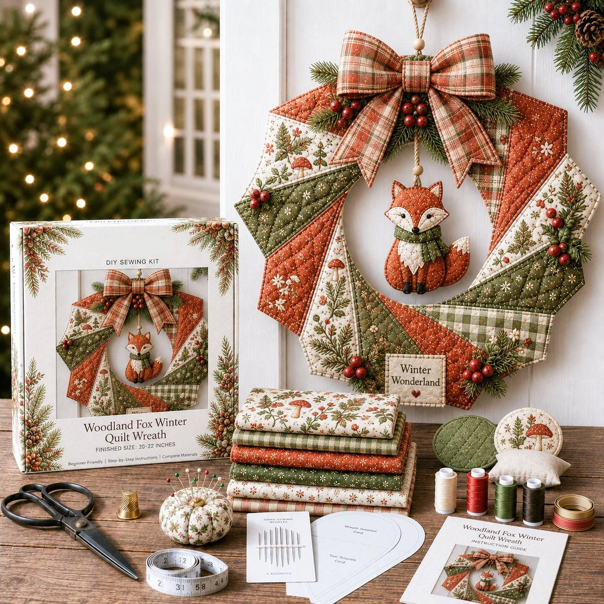 DIY Fabric Wreath Kit Christmas Holiday Craft Materials Included