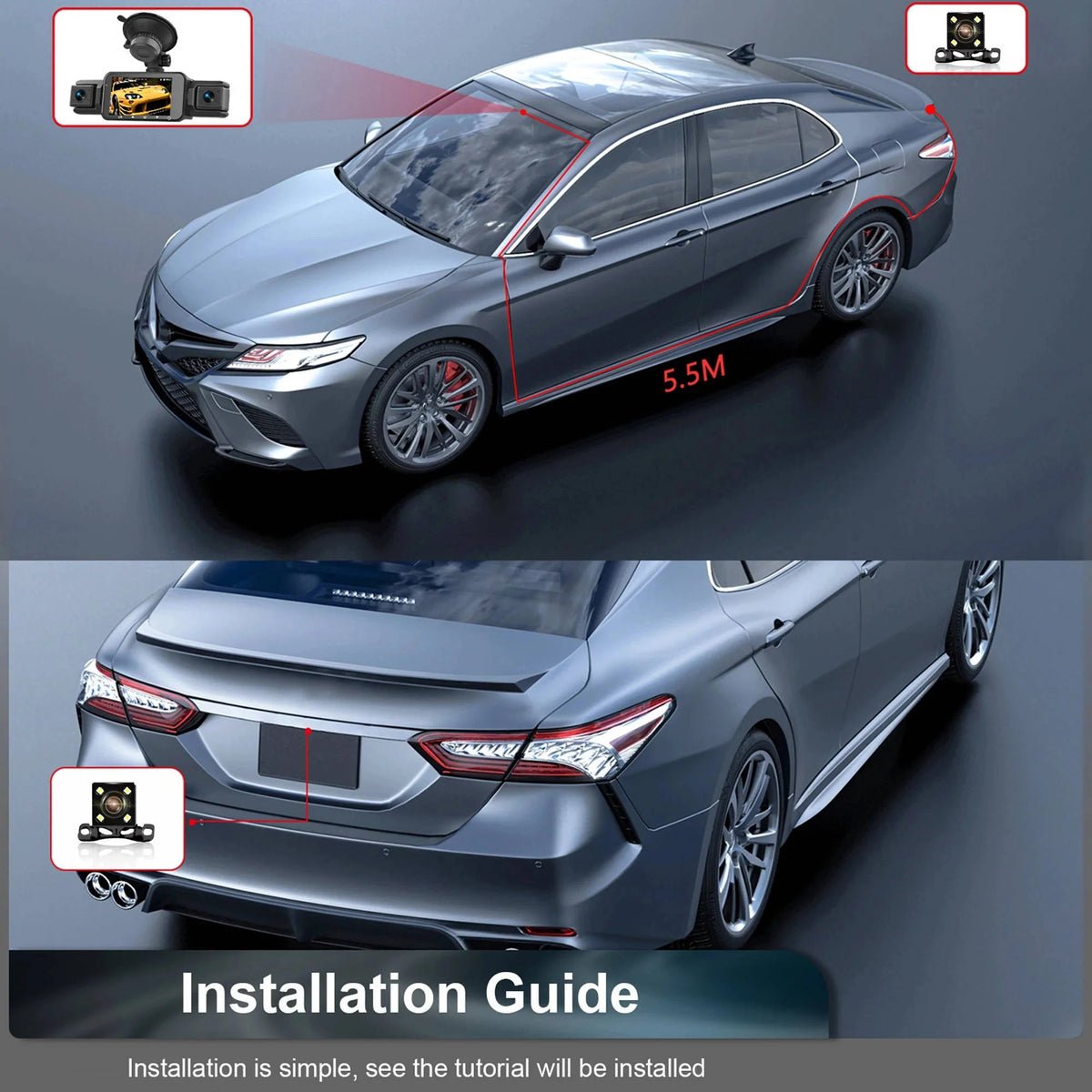 Dash Cam 4-Channel Wi-Fi Night Vision