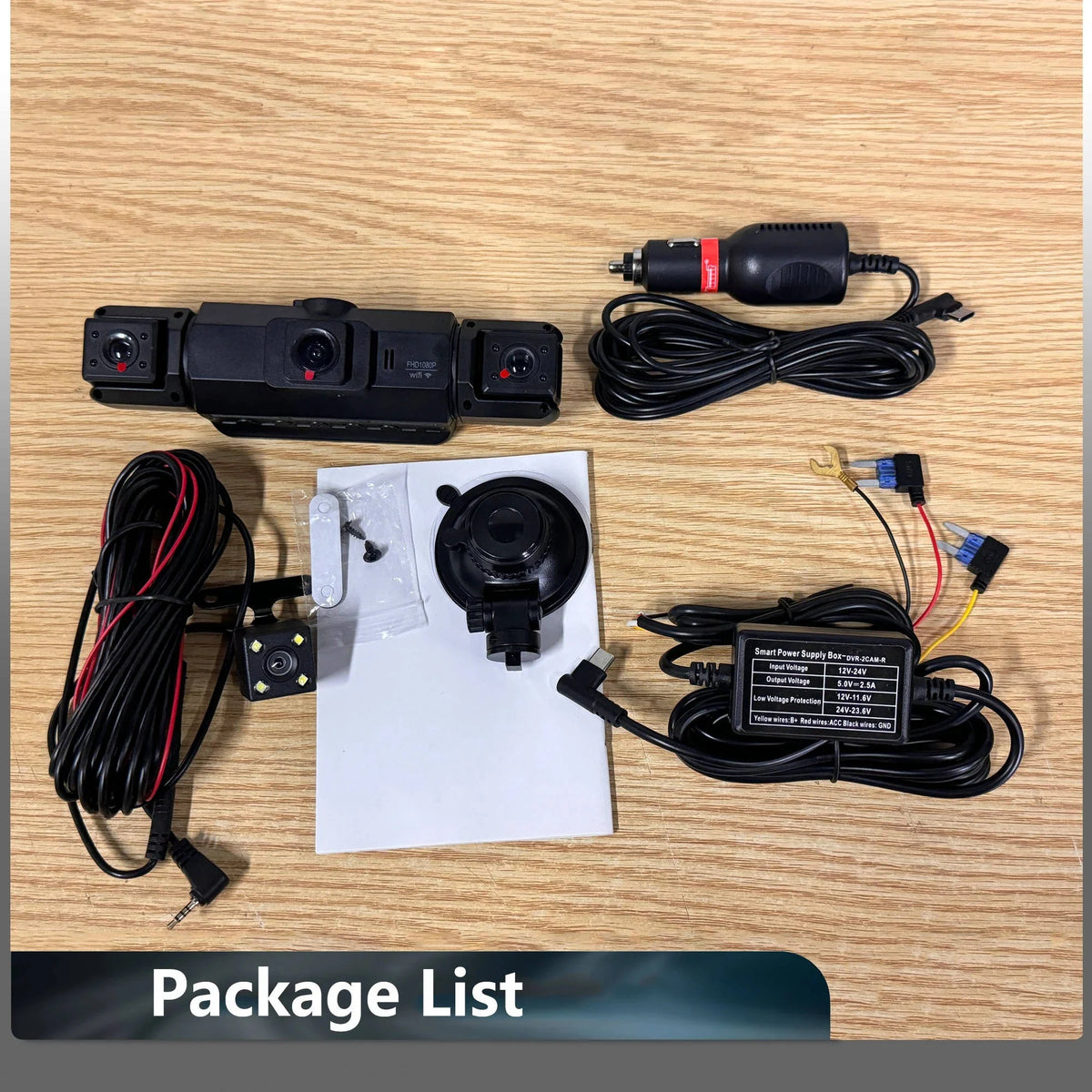 Dash Cam 4-Channel Wi-Fi Night Vision
