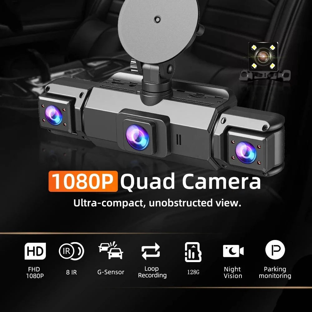 Dash Cam 4-Channel Wi-Fi Night Vision