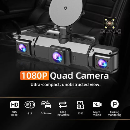 Dash Cam 4-Channel Wi-Fi Night Vision