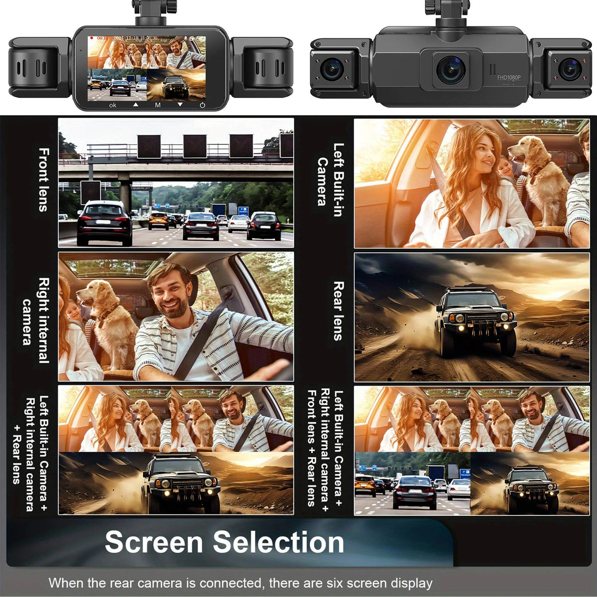 Dash Cam 4-Channel Wi-Fi Night Vision