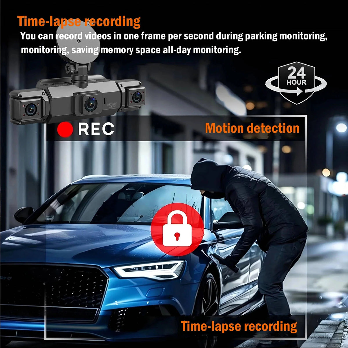 Dash Cam 4-Channel Wi-Fi Night Vision