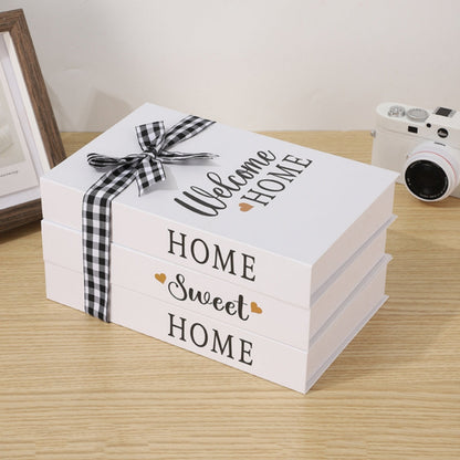 Decorative Book Stack Soft White Finish & Rustic Twine