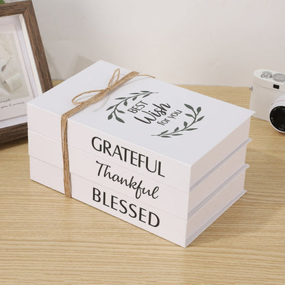 Decorative Book Stack Soft White Finish & Rustic Twine