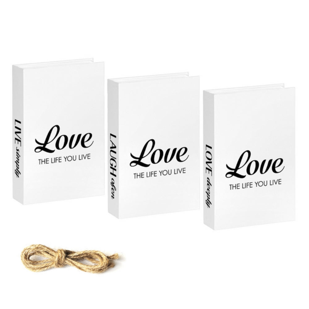 Decorative Book Stack Soft White Finish & Rustic Twine