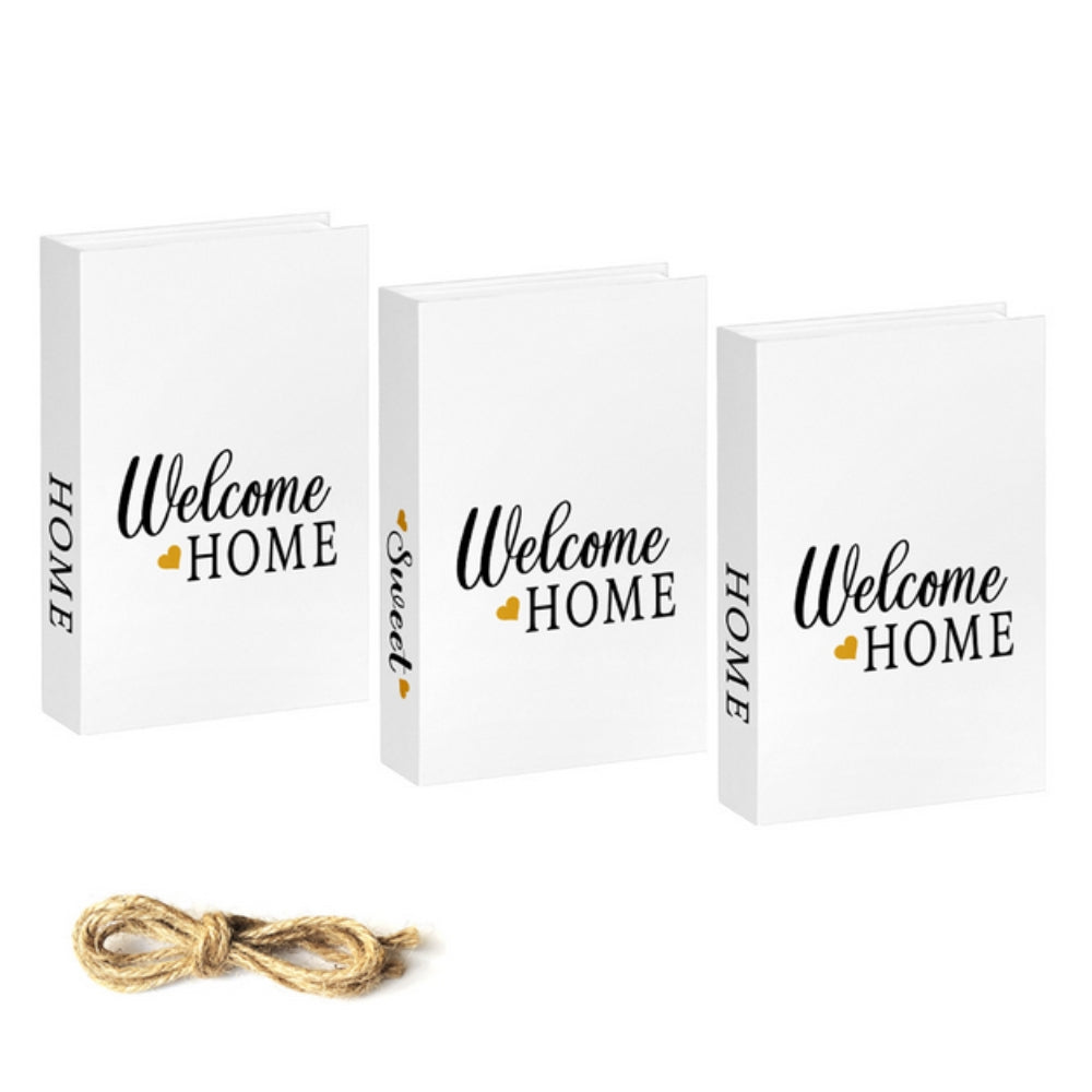 Decorative Book Stack Soft White Finish & Rustic Twine