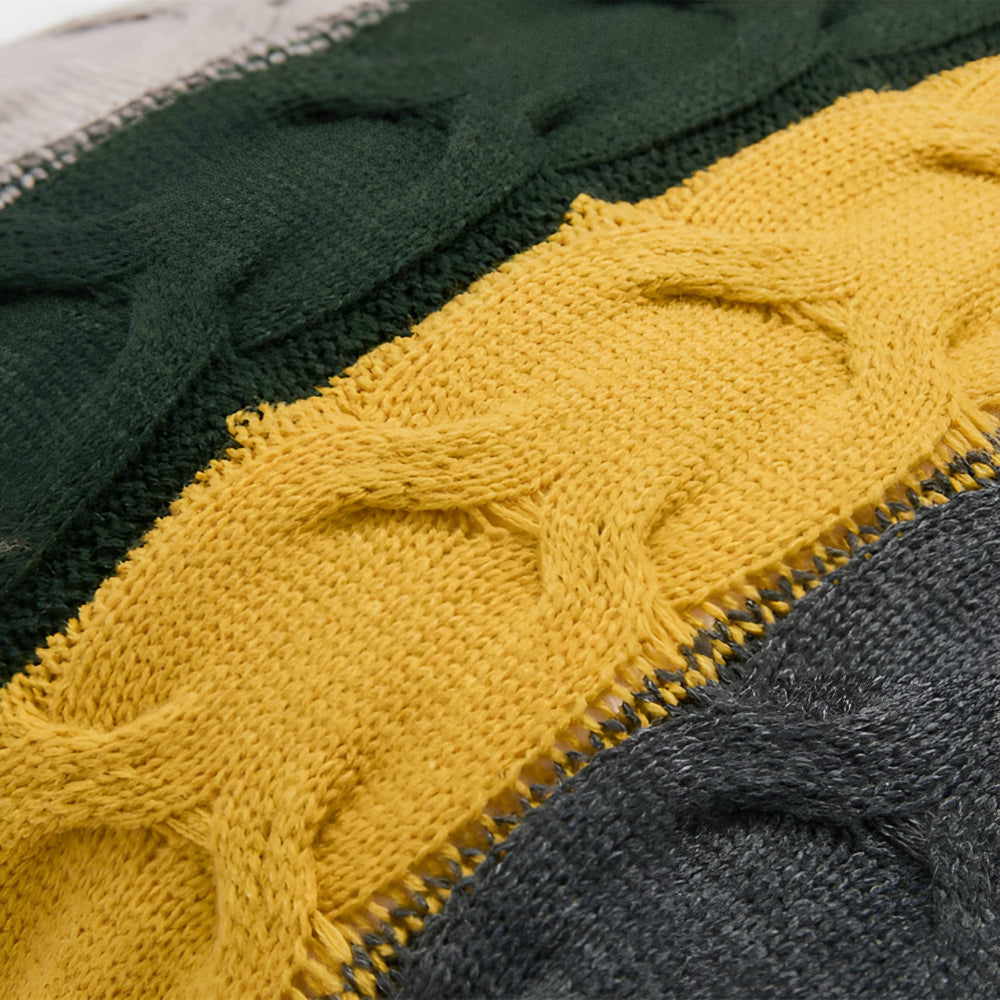 Decorative Cushion Cable Knit Cotton & Wool Blend