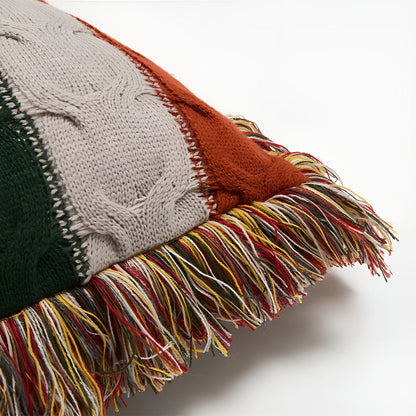 Decorative Cushion Cable Knit Cotton & Wool Blend