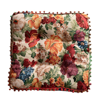 Decorative Cushion Retro Floral Tassel Microfiber Cover