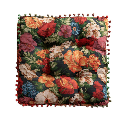 Decorative Cushion Retro Floral Tassel Microfiber Cover
