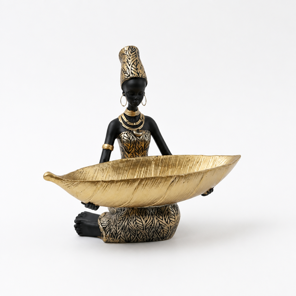 Decorative Figurine Key & Jewelry Holder Black & Gold