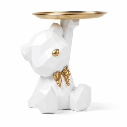 Decorative Sculpture Faceted Geometric Integrated Tray Gold Accents