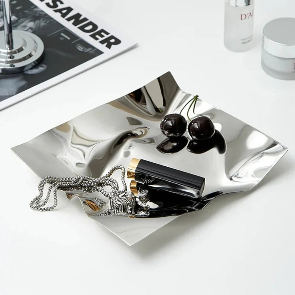 Decorative Tray Stainless Steel Wrinkled Mirror Finish
