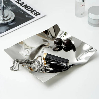 Decorative Tray Stainless Steel Wrinkled Mirror Finish
