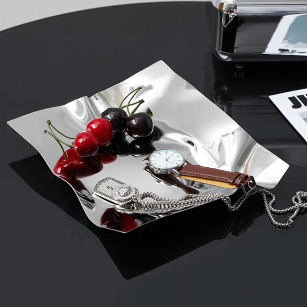 Decorative Tray Stainless Steel Wrinkled Mirror Finish