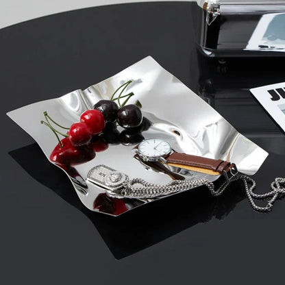 Decorative Tray Stainless Steel Wrinkled Mirror Finish
