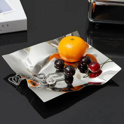 Decorative Tray Stainless Steel Wrinkled Mirror Finish
