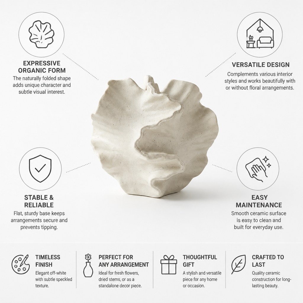 Decorative Vase Folded Wave Texture Stable Base