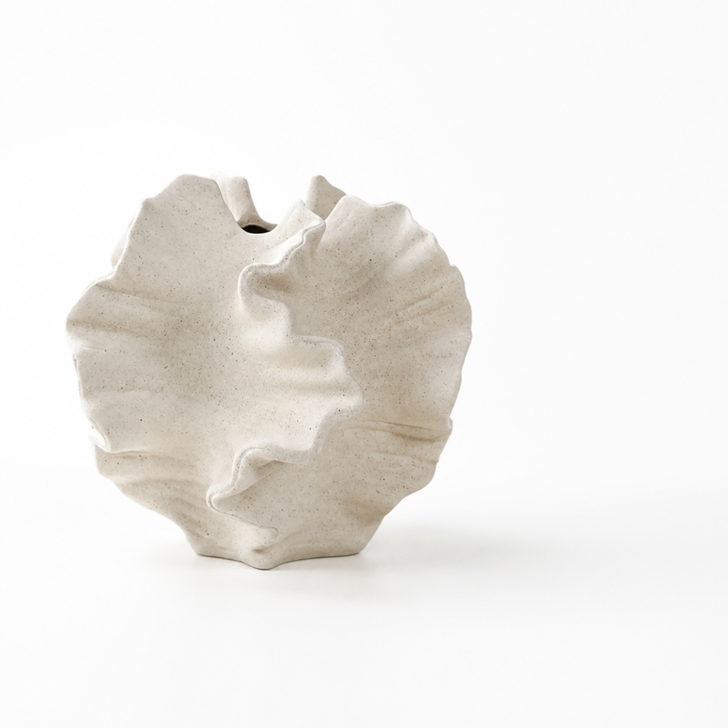 Decorative Vase Folded Wave Texture Stable Base